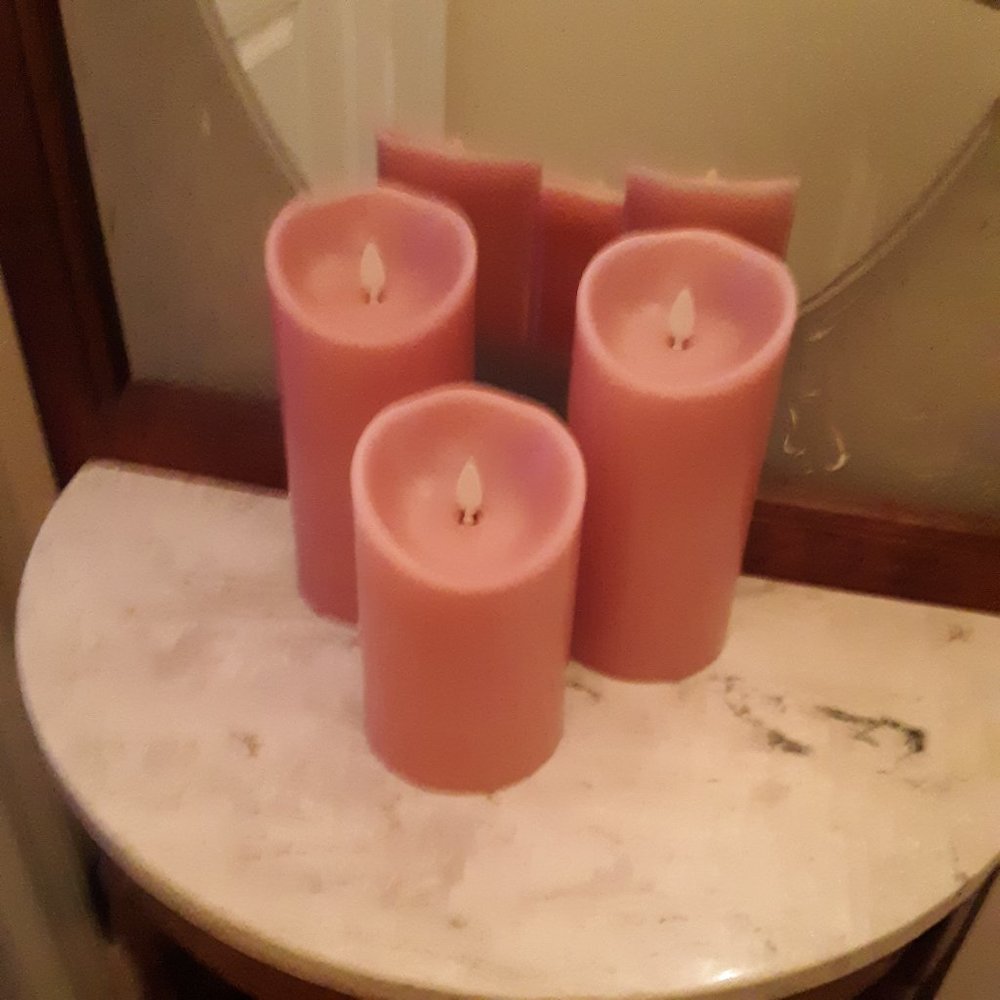 Dusty Pink/Rose Luminara Flameless Candles - Set of 3